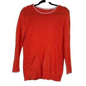 Moth Anthropologie Orange Lavender Trim Crew Neck Sweater Womens M Preppy